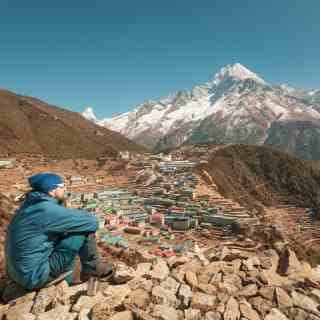 Man at altitude hiking